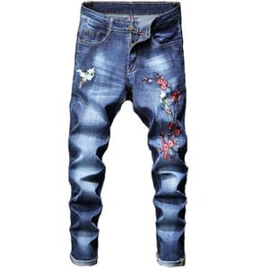 Grote Maat 28-40 Streetwear Mannen Jeans Borduren Gedrukt Jeans Mannen Punk Broek Slim Fit Hip Hop ripped Jeans Mal