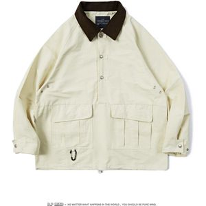 Casual Jas Losse Drie-Dimensionale Pocket Corduroy Kraag Medium En Lange Jas Outdoor Camping Reizen Tooling Windjack