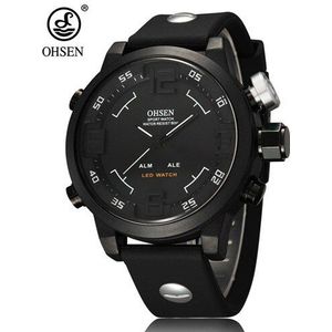 ohsen digitale quartz sport mannen army horloge horloge mannelijke 5ATM Zwemmen rubber band casual hand klok