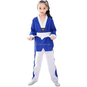 Professionele Blauwe Taekwondo Uniformen Kinderen Volwassen Unisex Lange Mouwen Taekwondo Dobok Kleren Pak Taekwondo Training Kleding