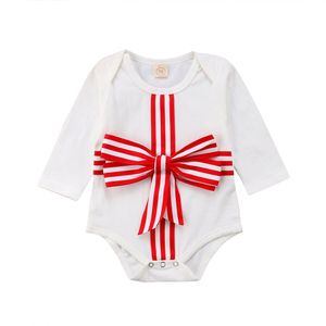 Pasgeboren Baby Baby Meisje Jongen Lange Mouw Strik Romper Jumpsuit Outfits