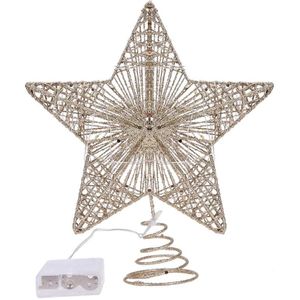 Prachtige Ster Opknoping Decor Pentagram Hanger Shiny Kerstboom Ornament Xmas Tree Smeedijzeren Vijfpuntige Ster Boom Top Ster