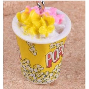 10 Stks/pak 3D Popcorn Voedsel Hars Charms Earring Sleutelhanger Ketting Hanger Jewlery Bevindingen Telefoon Case Diy