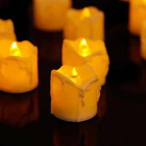 Pack van 6 of 12 Flickering Romantische decoratieve kaarsen, Tall photophore mariage, geel Batterij Vlamloze Kaars lamp