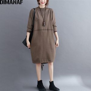 Dimanaf Plus Size Vrouwen Jurk Trui Trui Vestido Dikke Breien Winter Herfst Warm Vrouw Lady Casual Lange Mouwen Kleding