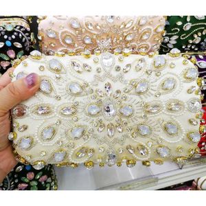 Lovey Wijn Kristal Vrouwen Clutch Bag Met Parel Dames Avondtasje Keten Vrouwelijke Portemonnee