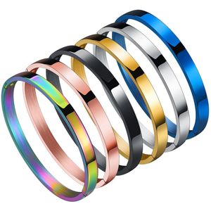 6 Mm Eenvoudige Vrouw Bangles Manchet Rvs Goud Rose Goud Zwart Blauw Zilver Kleur Armband Armband Charme Sieraden