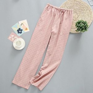 Puur Katoen Gewassen Katoen Plaid Pyjamabroek Vrouwen Herfst Thuis Broek Koreaanse Stijl Pocket Straight Broek Gedragen Kan Worden buiten