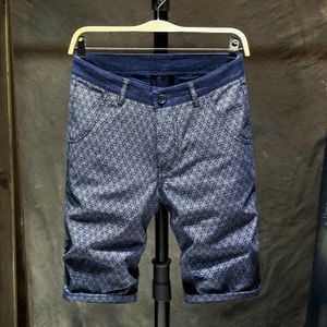 Mannen Klassieke Jeans Shorts Mannen Denim Elastische Man Korte Zomer Casual Blauw Heren Jean Broek Slim Fit Plus maat 36 38 Howdfeo