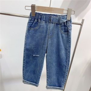 2 3 4 5 6 jaar Unisex Peuter Jeans Koreaanse Lente Herfst Denim Broek voor Meisjes Baby Boy Broek Casual elastische Taille Kids Jeans