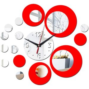 Wandklok Cirkel Rond 3D Muur Horloge Muursticker Diy Art Home Decoration Woonkamer Quartz Korte Voor Living kamer Tool