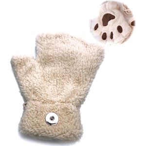 Kat Paw Winter Vingerloze Handschoenen 021 Fit 18Mm Drukknoop Accessoires Charmes Sieraden Voor Vrouwen Tieners Meisje Kerstcadeau