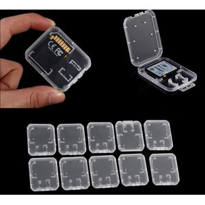 10 Pcs Clear Standaard Geheugen Plastic Card Case Voor Standaard Sd Sdhc Tf Geheugenkaart Draagbare Transparante Case Houder Opslag doos