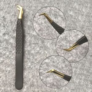 Eyelash Tweezers 3D Volume Anti-static Non-magnetic Curved Eyelash Extension Tweezer Fan Lash Eyebrow Makeup Tools