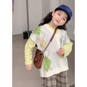 2022 Zomer Kinderen Gebreide Vest Koreaanse Stijl Jongens V-hals Dunne Knit Vesten Meisjes Vliegen Mouw Losse Enkele Breasted Tops