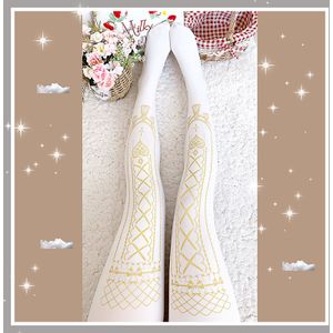 Lolita Sokken Vrouwen Herfst Print Fluwelen 120D Panty Bronzing Lolita Japanse Sokken Vrouwelijke Lolita Japanse Sokken Cos Loli