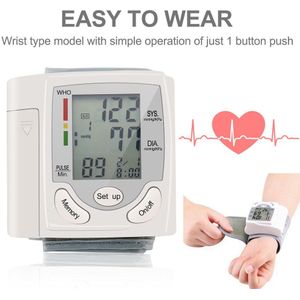 Automatische Digitale Lcd Display Pols Bloeddrukmeter Heart Beat Rate Pulse Meter Meet Wit Handige Draagtas