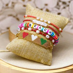 Go2boho Miyuki Armband Voor Vrouwen Zoetwater Parels Armbanden Charm Pulseras Moda Hart Armbanden Brief Zomer Femme Sieraden