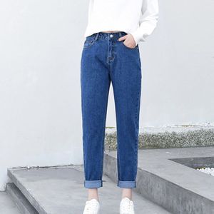 Dames Jeans Slim Potlood Broek Vintage Mom Hoge Taille Blauw Casual Jeans Volledige Lengte Broek Losse Cowboy Broek Jeans vrouw L42