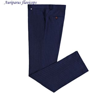 Mannen Pantalon Homme Streep Broek Slim Fit Rechte Broek Heren Blue Wedding Pak Broek Formele Broek