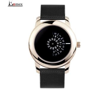 Enmex creatieve stijl cool horloge gloden Lichtgevende handen met roestvrij stalen band Stijlvolle klok quartz horloge