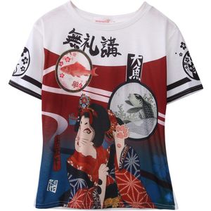 Plus Size Vrouwen Genki Japanse Pumk T-shirt Student Tiener Brief Top