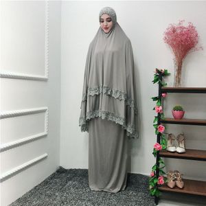 Ramadan Gebed Kledingstuk Sets Moslim Aanbidding Gewaad Vrouwen Jurk Turkije Wedding Eid Maxi Dubai Marokkaanse Kaftan Islamitische Ropa 2Pecs