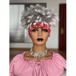Braziliaanse Afro Krullend Hoofdband Pruik Synthetische Non Lace Pruik Voor Vrouwen Volledige Machine Gemaakt Synthetische Head Wrap Pruik