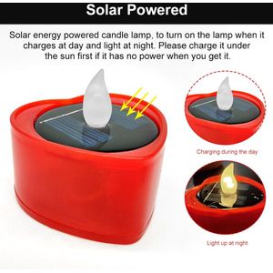 6Pcs Waterdichte Oplaadbare Led Kaarsen Battery Operated Solar Thee Lichten Hart Vormige Home Decor Elektrische Vlamloze Emergency