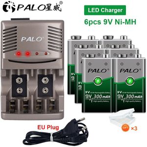 Palo 9V 6F22 Ni-Mh 9V Oplaadbare Batterij + Smart Battery Charger Voor 1.2V Aa Aaa Nimh Nicd batterij Voor 9V Oplaadbare Batterij