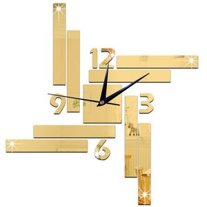 60X63cm Digitale Horloge Milieu Spiegel Klok Restaurants Blok Geometrie Wandklokken Creatieve 3d Wandklok Reloj Pared