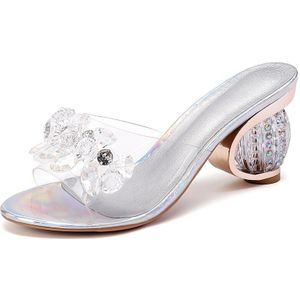 Pvc Jelly Sandalen Vrouwen Kristal Peep Toe Hoge Hakken Schoenen Kristal Transparante Hak Sandalen Slippers Pompen Vrouwen Schoenen B164