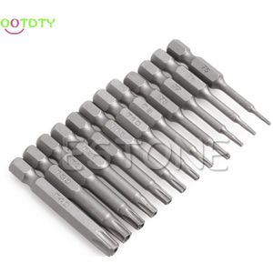 12 stks/set 1/4 Inch 50mm T5-T40 Magnetische Torx Schroevendraaier Bits Kit