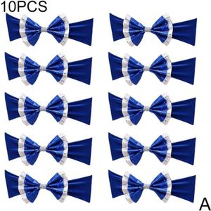 10Pcshotel Bruiloft Stoel Cover Decoratieve Bloem Strik Stoel Terug Riem Stoel Cover Stoel Achterkant Dubbele Pailletten Stoel Sashe