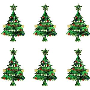 6 Pack Kerstboom Servetringen, Servet Houder Voor Wedding Christmas Party Diner Tafel Decor Groene Kerstboom