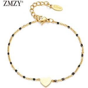 ZMZY Rvs Anniversary Charms Gouden Hart Armband Bijpassende Koppels Armbanden Relatie Bijoux voor Vrouwen