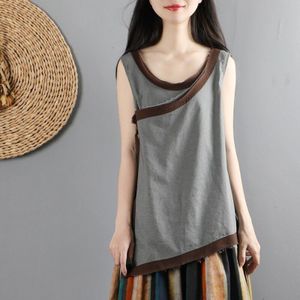 Womens Kleding Zomer T-shirt Oversize Femme Mouwloos Vest Traditionele Chinese Kleding Voor Vrouwen Aziatische Kleding 10011
