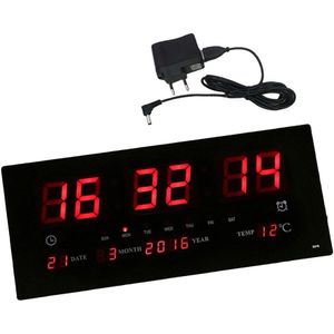 17Inch Digitale Led Scherm Projectie Wandklok Tijd Kalender Met Indoor Thermometer 24H Display-Dagen/Maand/Jaar Eu
