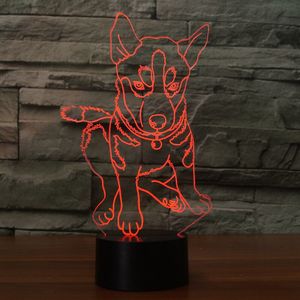 Mooie Hond 7 Kleuren Veranderen 3D LED nachtlampje Husky Slaapkamer Indoor Nachtkastje Bureau Decoratie Nachtlampje