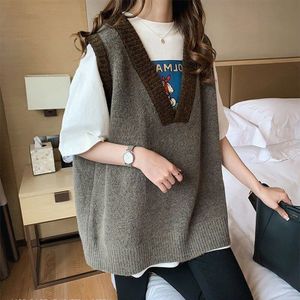 Truien Vest Vrouwen Oversize 5XL Gebreide V-hals Mouwloze Trui Losse Ongedwongen Vintage Koreaanse Stijl Vrouwtjes Trendy Simple Chic