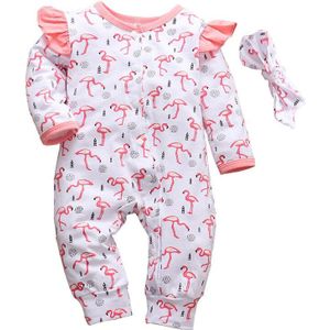 Pasgeboren Baby Romper Lente Katoenen Baby Kleding Voor Meisjes Lange Mouw Jumpsuit En Hoofdband Kleding Pyjama Pasgeboren Outfits