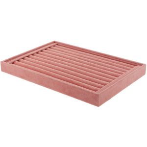 Fluwelen Sieraden Ring Display Organizer Case Lade Houder Ketting Oorbellen Bangle Sieraden Opslag Sieraden Dozen Stand Roze