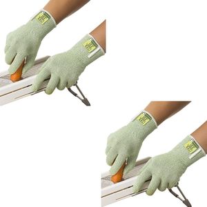 Cooljob Bamboe Snijbeschermingshandschoenen, Cut Proof Werkhandschoenen, Food Grade Bescherming Snijden Handschoenen, groene Kleine Oversize (2 Paar)
