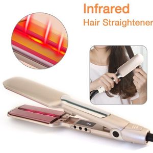 Infrarood Stijltang Breed Flat Iron Keramische Stijltang Instant Verwarming Krimpen Hair Iron Styler Led Stijltangen