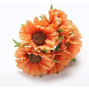 Kunstmatige Bloemen Boeket Huis Tuin Decoratie Bruiloft Bruid Craft Krans Accessoires Diy Mini Gerbera Handgemaakte Zijden 6 Pcs