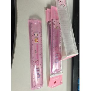 4 stks/partij buigbare flexibele heerser roze plastic 15 cm heerser centimeter meten gebogen oppervlak heerser