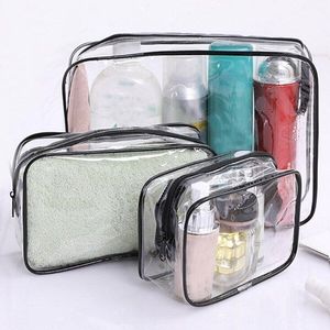 Transparent Clear Makeup Bag Organizer for Cosmetics Women Travel Cosmetic Toilet Bag PVC Make Up Storage Bath Toiletry Wash Bag