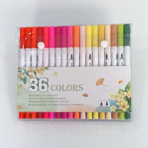 24/36/48/60/80/100 Pcs Kleuren Fineliner Dual Tip Borstel Pennen Tekening Schilderen aquarel Art Marker Pennen Voor Schoolbenodigdheden