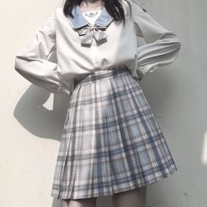 Japanse School Uniformen Sailor Kraag Shirts Jk Uniform Tops Wit Borduren Lange Mouw Blouses Polo Shirt Kleding Voor Vrouwen