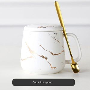 Luxe Nordic Stijl Mok Creatieve Marmer Graan Eenvoudige Keramische Cup Geschenkdoos Thee Maken Ontbijt Kantoor Koffie Mokken Set